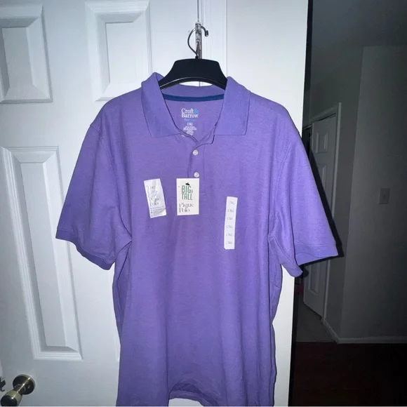 Croft & Barrow Mens LT Large Tall Purple Pique Polo Shirt NWT Easy Care Casual - Picture 3 of 11